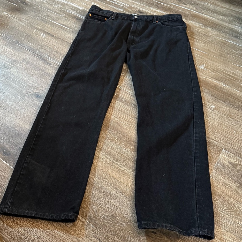 Levi's 505 Relaxed Fit Black Denim Jeans Mens 40X32 Straight Leg Rodeo